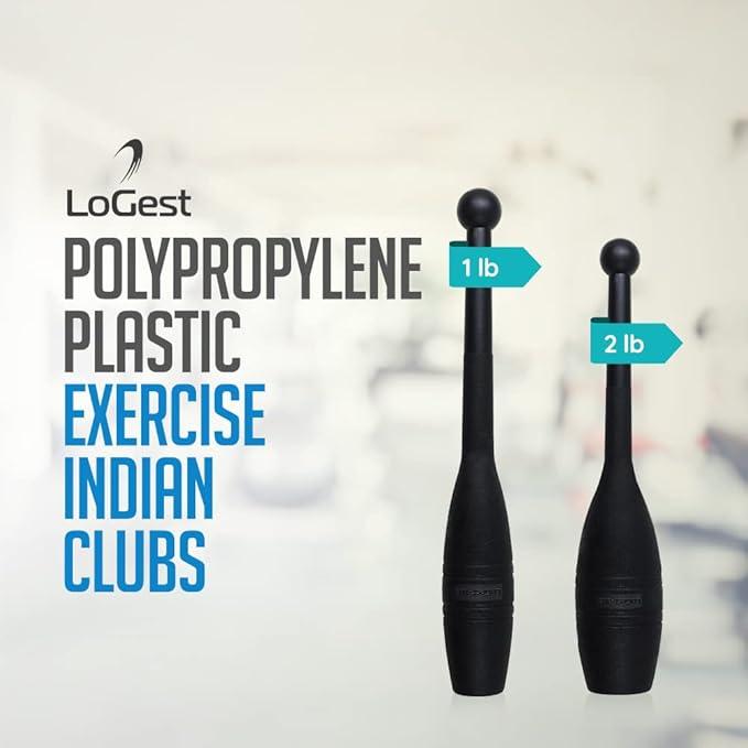 Exercise Club - Heavy Duty Plastic Indian Clubs Available in 1 LB and 2 LB Set 3LB Set 4LB Set of 2 Perfect for Strength Training Rehabilitation Improves Grip Full Body Workout Mace Clubs