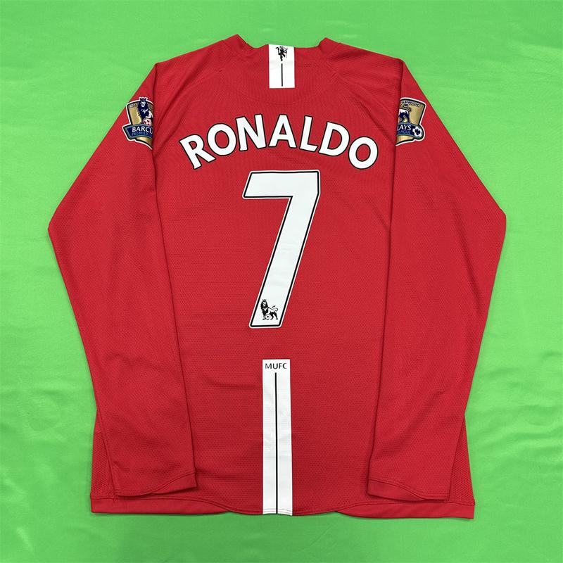 Nike 0708 Manchester United Vintage Long Sleeve Soccer Jersey Away 7 Ronaldo Champions League Edition