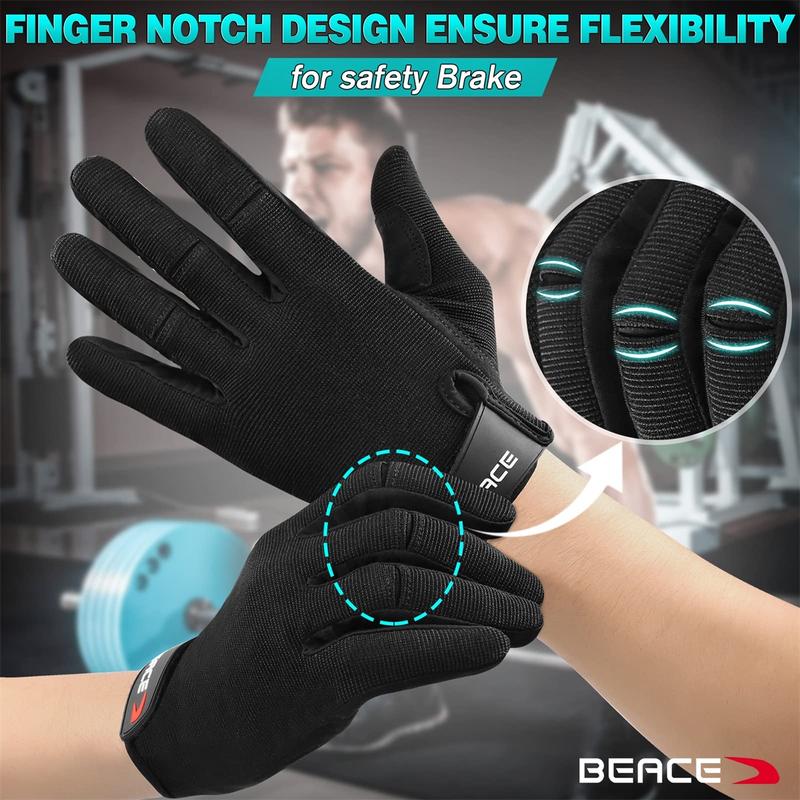 Full Finger Weight Lifting Gym Gloves with Anti-Slip Leather Palm for Workout Exercise Training Fitness and Bodybuilding for Men & Women