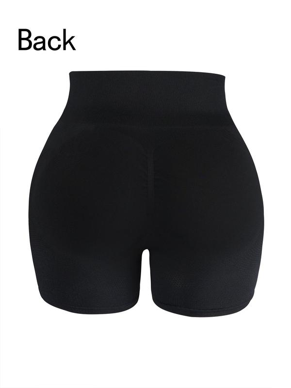  Solid High Waist Sports Shorts, Breathable Comfortable Skinny Shorts, High Stretch Yoga Shorts, Ladies Sportswear for Indoor Outdoor Wear