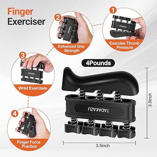 Grip Strength Trainer Kit (5 Pack) Adjustable Resistance Hand Gripper,Finger Exerciser,Hand Extension Exerciser,Stress Relief Ball and Forearm Workout Ring for Muscle Building Injury Recover