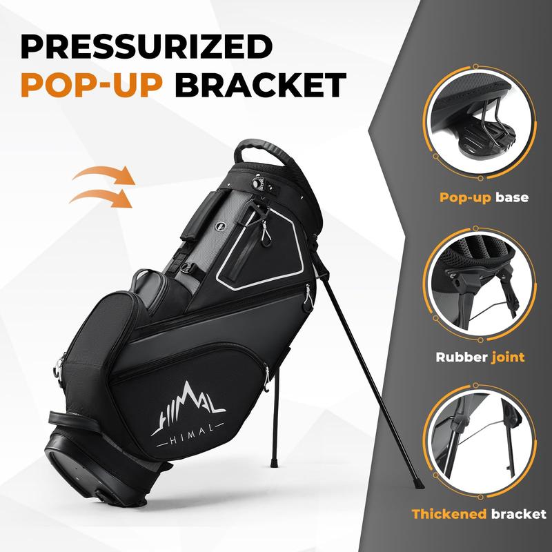 Golf Stand Bag with 14 Way Top Dividers, Lightweight Golf Bag for Men, Golf Bags with Stand, Multiple Pockets, Dual Strap, Rain Cover Hood