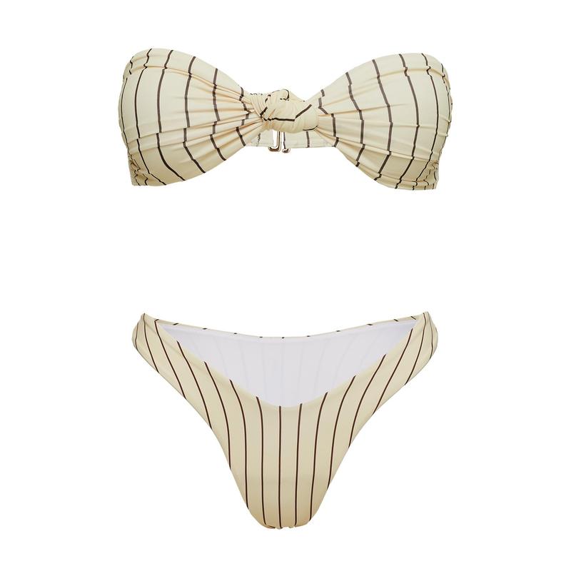 Tamrali Bandeau Bikini Top Yellow Stripe