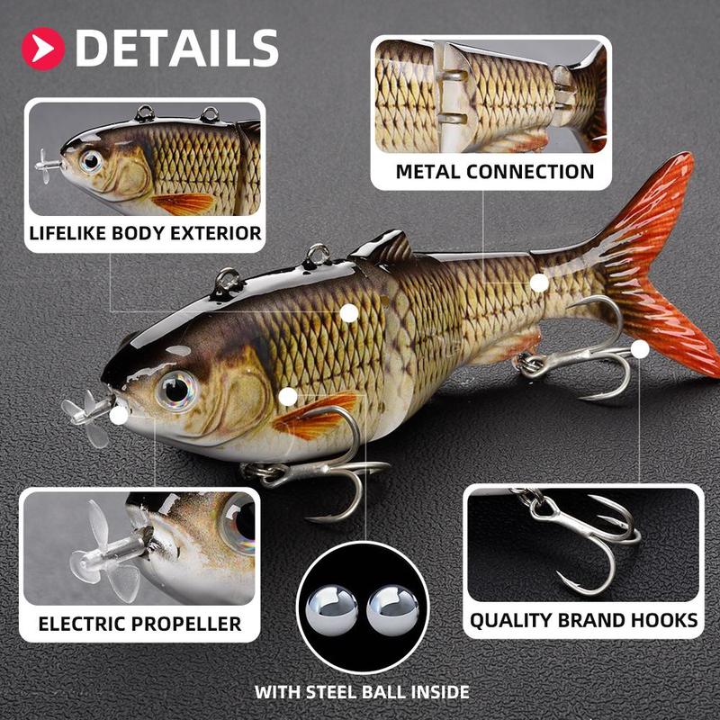 Robotic Swimming Fishing Lure (1 Set), USB Rechargeable LED Light Swimbait, Electric Bait, Fishing Tackle for Bass Trout Pike, Customized Gifts