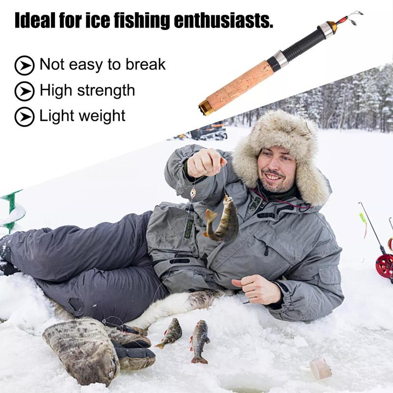 Mini Retractable Fishing Rod, 1 Count Portable Ice Fishing Rod, River Shrimp Carp Fishing Rod, Outdoor Fishing Accessories