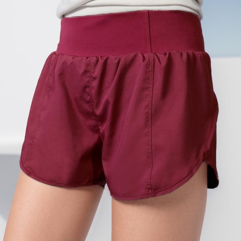 Women Shorts High Waisted Back Pocket Yoga Shorts Double Layer Running Yoga Sports Shorts