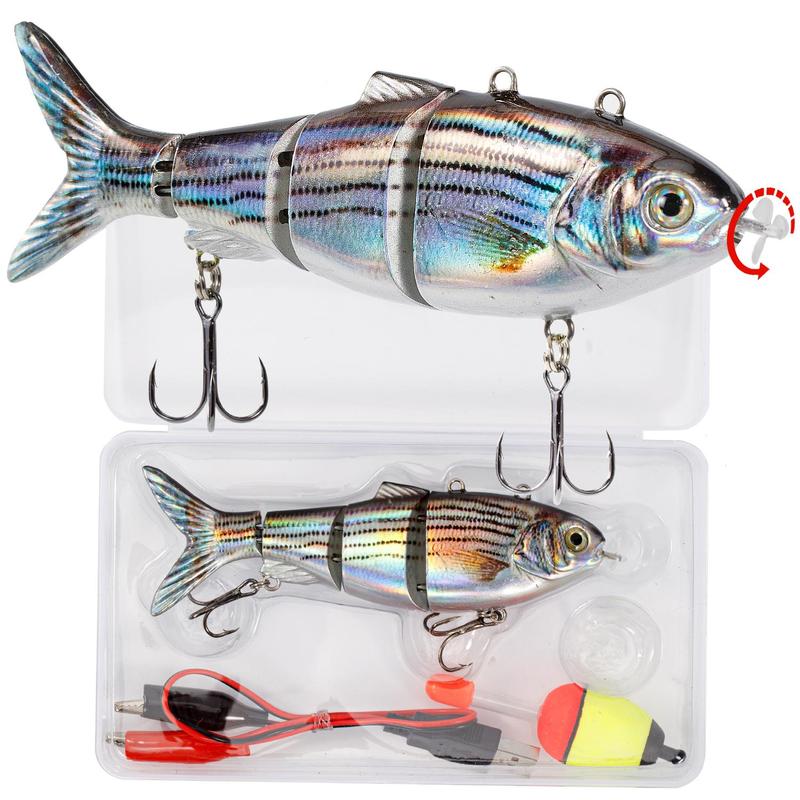 Robotic Swimming Fishing Lure (1 Set), USB Rechargeable LED Light Swimbait, Electric Bait, Fishing Tackle for Bass Trout Pike, Customized Gifts