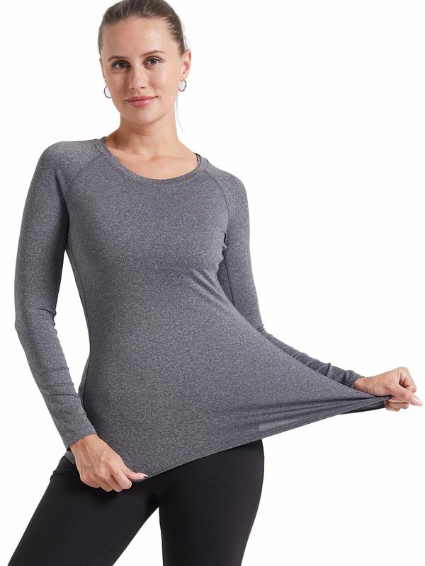 Women's Solid Long Sleeve Shapewear Tee, High Stretch Tummy Control Shaper, Ladies Shapewear for Gym Workout, Athletic Clothes, Shapewear Tummy Control Top