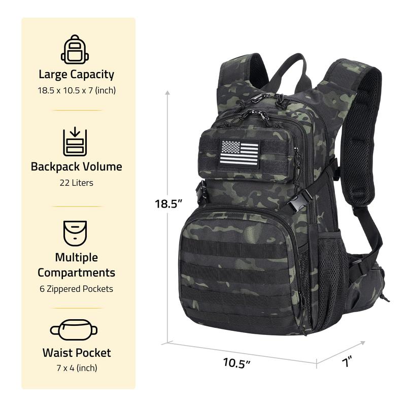 CVLIFE Tactical Hydration Backpack 3L, Lightweight Water Bag Hydration Pack, Hiking Backpack with Water Bladder for Men Women, Heavy Duty Molle Water Backpack for Cycling, Running, Hunting