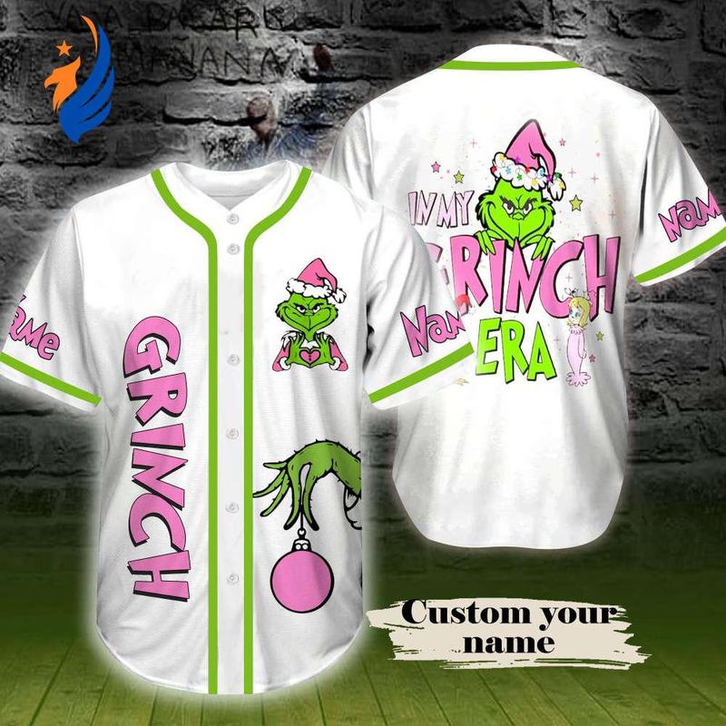 Custom Name Grnichy Christmas Baseball Jersey, Christmas Baseball Jersey, Holiday Baseball Jersey, Festive Baseball Jersey, Christmas Sports Apparel, Santa Claus Jersey, Xmas Gift