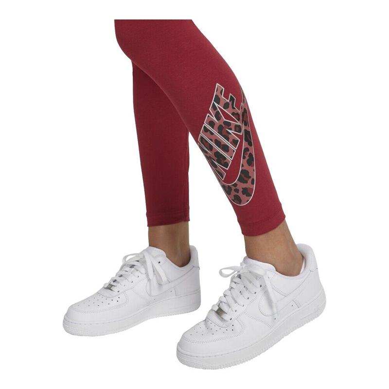 Women's Nike Red Animal Printed Tight Fit Mid Rise Full Length Leggings