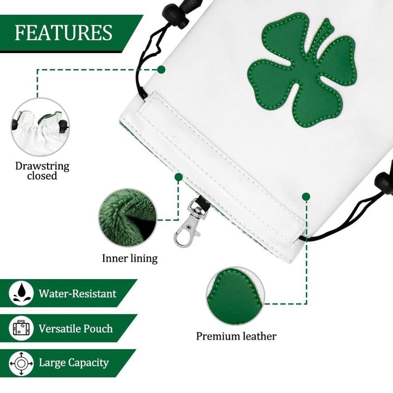 Golf Valuables Pouch, Golf Pouch Bag with Drawstrings, Golf Tee Bag Pouch, Leather Golf Tee Pouch, Golf Ball Bag for Men & Women, Sports & Outdoor Accessories