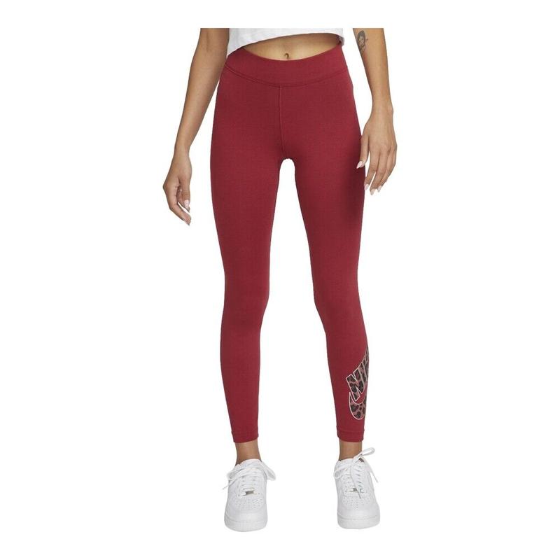 Women's Nike Red Animal Printed Tight Fit Mid Rise Full Length Leggings