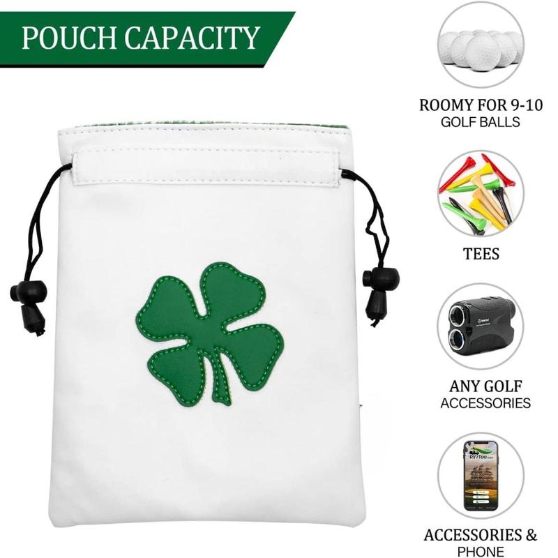 Golf Valuables Pouch, Golf Pouch Bag with Drawstrings, Golf Tee Bag Pouch, Leather Golf Tee Pouch, Golf Ball Bag for Men & Women, Sports & Outdoor Accessories