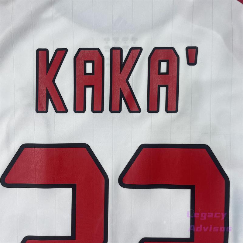 06 07 Away Retro Soccer Jersey KAKA 22# Fan Edition Long Sleeve Jersey White Red