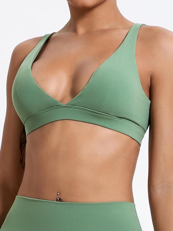 Women's Solid Wireless Sports Bra, Breathable Comfortable Backless Sports Bra, Ladies Sportswear for Indoor Outdoor Wear