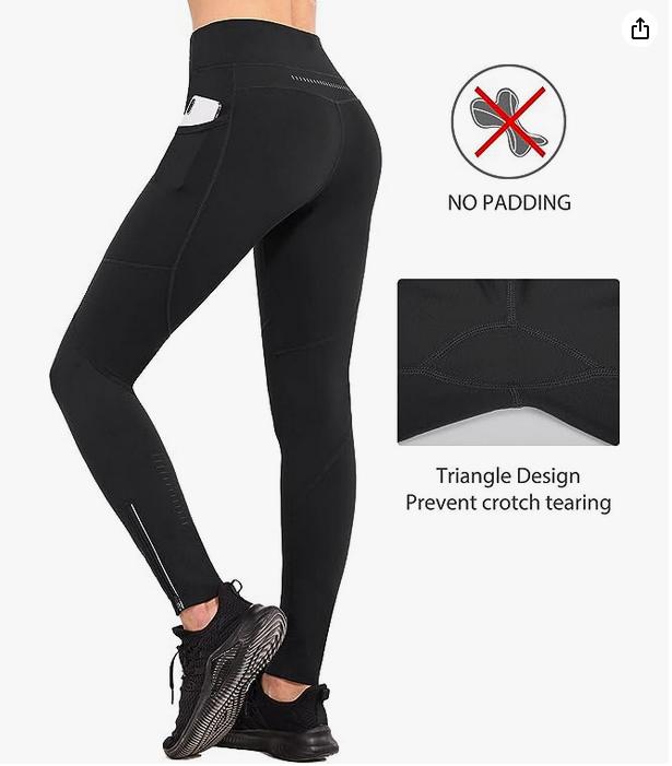 baleaf Women's Fleece Lined Leggings Water Resistant Cold Weather Running Gear Winter Hiking Pants Warm Tights Zip Pockets