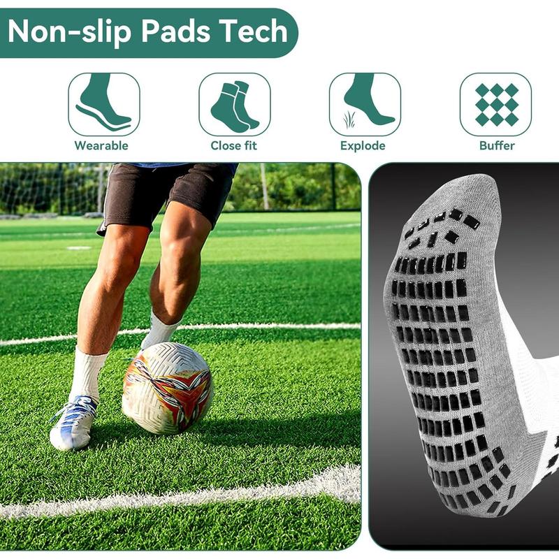 2 4 6 Pairs Men's Soccer Socks Grip Pads Non Slip Football Baseball Soccer Socks for Men Women