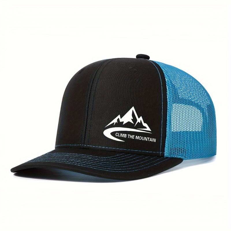 Climbing Alpine Trucker Hat-Breathable Mesh Snap Cap, Suitable for Hiking and Outdoor Activities, Unisex, Adjustable Size, Pure Cotton Material, Hand Wash Dry Cleaning, Lightweight and Woven Structure