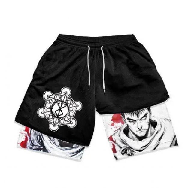 Y2K Compression Shorts Skull Print 2 in 1 Gym Shorts for Men Active Athletic 5 Inch Quick Dry Stretchy Training Fitness Workout