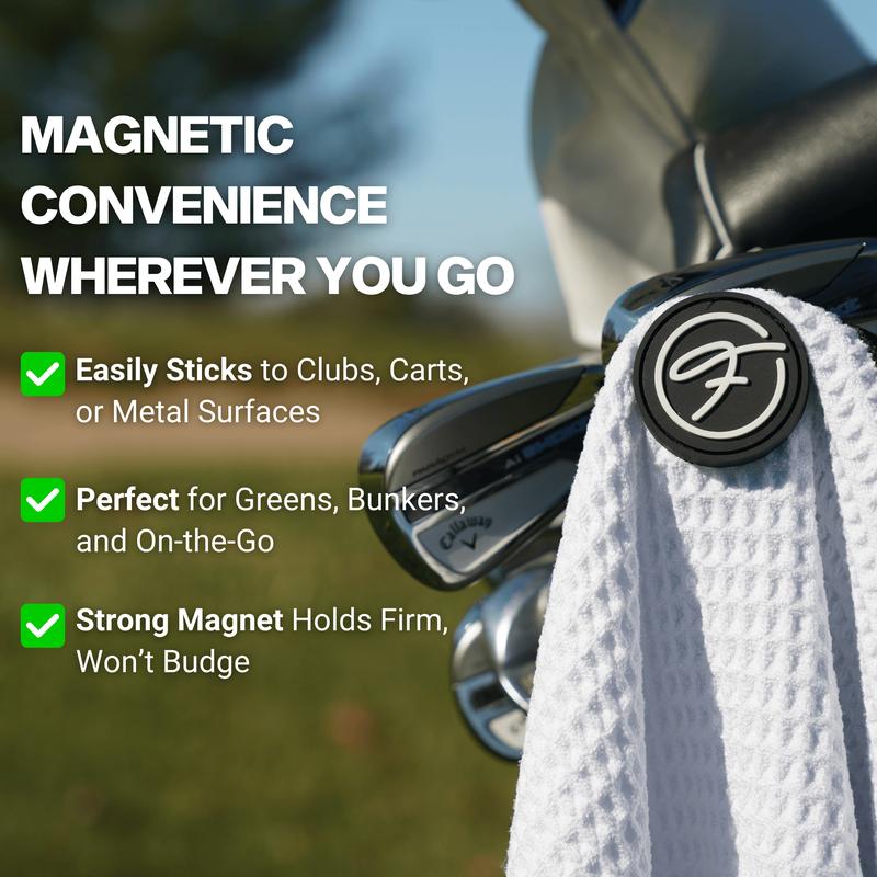 Fore Show Magnetic Golf Towel - Waffle Microfiber, Super Absorbent, Magnet Golf Towel for Bags, Carts, Clubs - 24