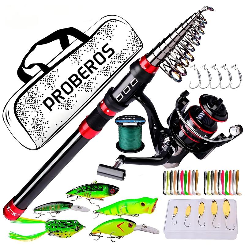 Fishing Rod & Reel Combos Set, 1 Set Long Cast Fishing Rod & Fishing Reel & Fishing Line & Fishing Lure & Fishing Bag, Outdoor Fishing Accessories