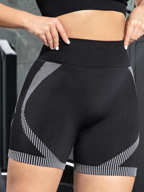  Sporty Colorblock Sports Skinny Shorts, High Stretch Yoga Short Leggings, Ladies Sportswear for Indoor Outdoor Wear