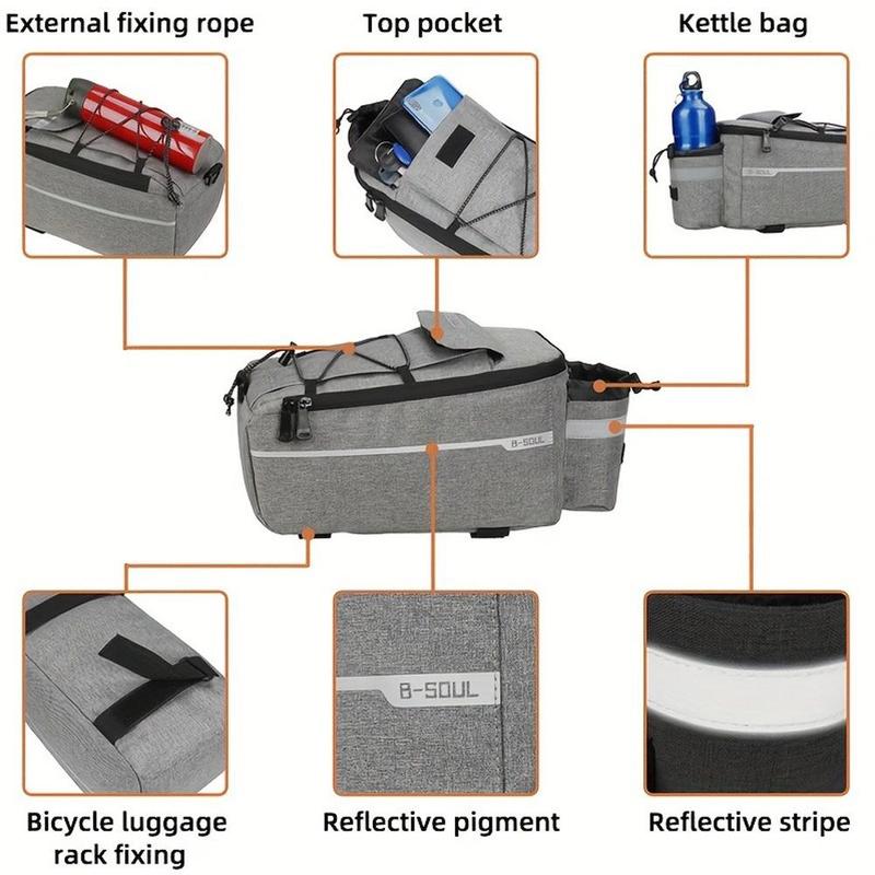 Bicycle Rear Basket, 13L Large Capacity Bike Rear Basket, Waterproof Pannier Trunk Bags, Cycling Luggage Bag, Sports Storage Bag