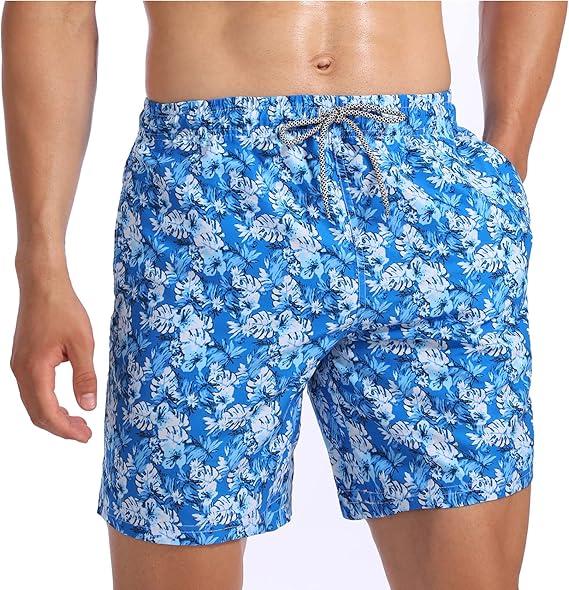 Mens Swim Trunks Digital Print Casual Beach Shorts Above Knees Quick Dry Hawaiian Swimming Shorts Summer Swimwear Bathing Suits for Men Surf Pants