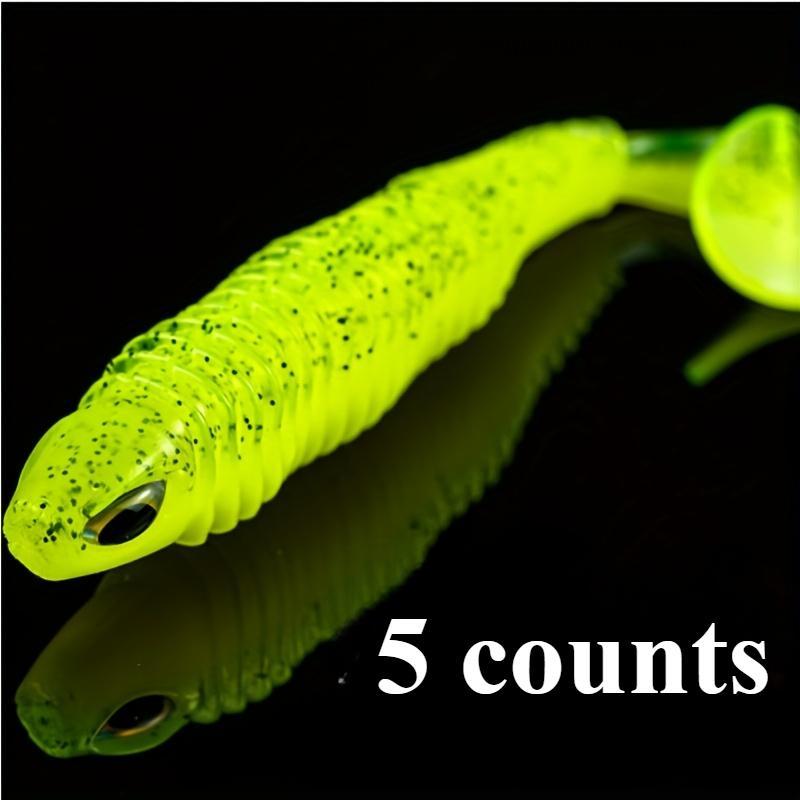 Artificial Fishing Lure, 5 Counts set T-tail Soft Tail Bionic Fake Lure, Artificial Bait, Fishing Accessories for Outdoor Fishing