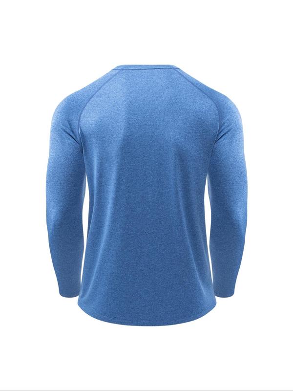 Men's Long Sleeve Tee, Quick Drying Breathable Sports T-shirt, Casual Comfortable Round Neck Top for Gym Workout Running, Men's Sportswear for All Seasons