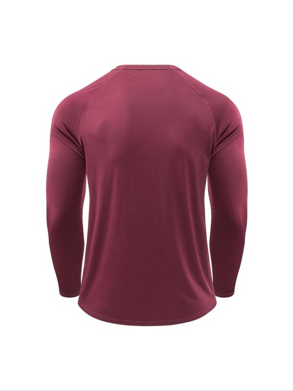 Men's Long Sleeve Tee, Quick Drying Breathable Sports T-shirt, Casual Comfortable Round Neck Top for Gym Workout Running, Men's Sportswear for All Seasons