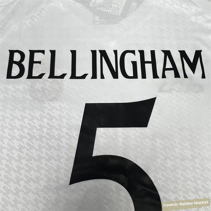 2425  Home White No. 5 Bellingham Short Sleeve Soccer Jerseys