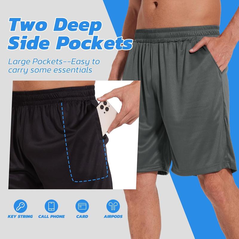 3 Pack Athletic Gym Mens Shorts - Casual Black Quick Dry Basketball Shorts with Pockets for Workout Running