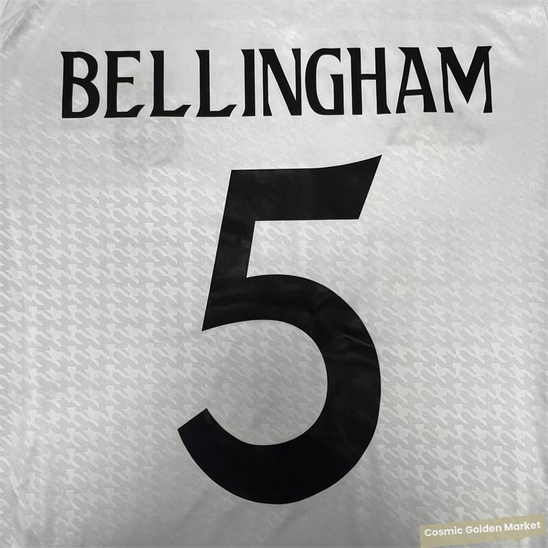 2425  Home White No. 5 Bellingham Short Sleeve Soccer Jerseys