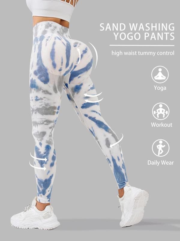 Women's Tie Dye Print High Waist Sports Leggings, Sporty Comfy Breathable Skinny Pants for Yoga Gym Workout Running, Ladies Sportswear for All Seasons