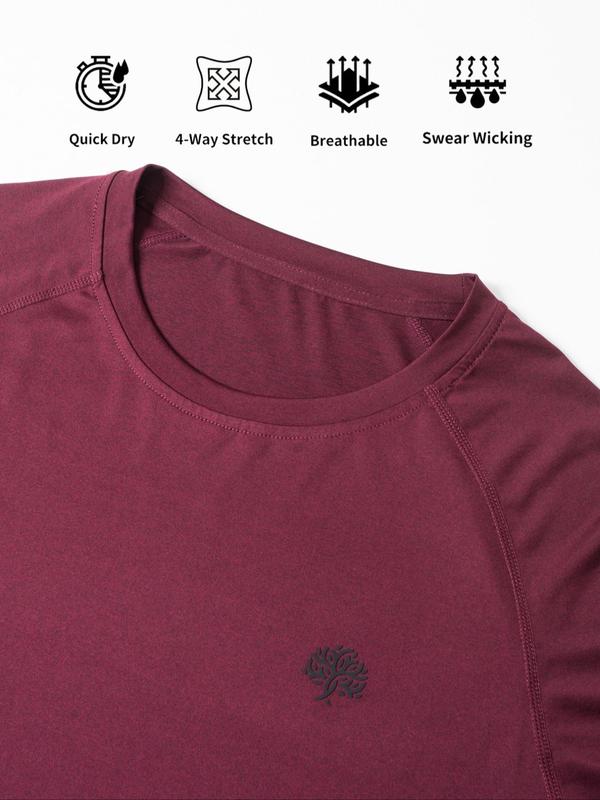 Men's Long Sleeve Tee, Quick Drying Breathable Sports T-shirt, Casual Comfortable Round Neck Top for Gym Workout Running, Men's Sportswear for All Seasons