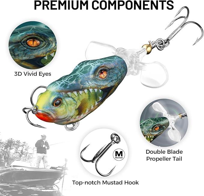 HANDING M1 Topwater Fishing Lure MUSTAD Treble Hooks Durable Steel Ring Fishing Tackle UV Paint Fishing Bait Fishing Gear fishing  lures Fishing Lure