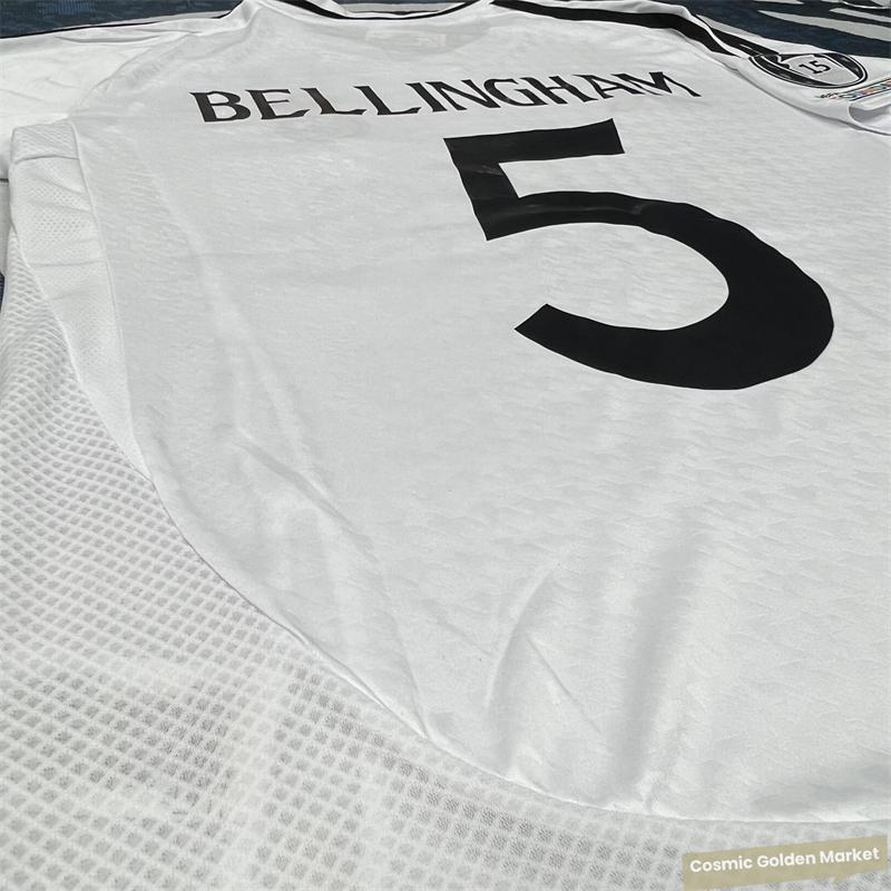 2425  Home White No. 5 Bellingham Short Sleeve Soccer Jerseys