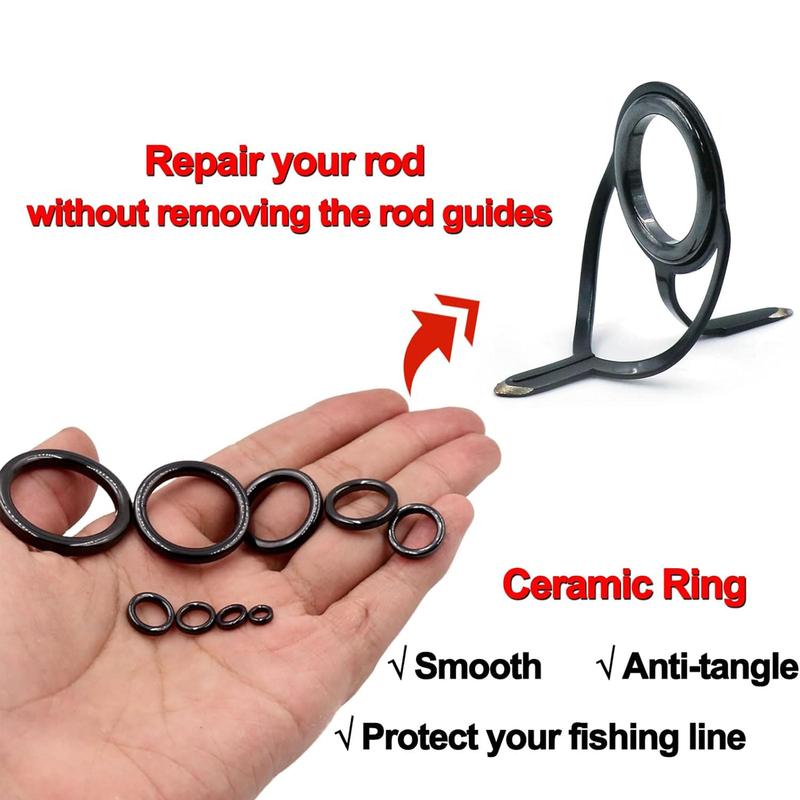 Fishing Rod Eyelet Repair Kit, 60pcs Fishing Pole Guides Ring, Fishing Guide Rings Replacement Kit, Fishing Accessories