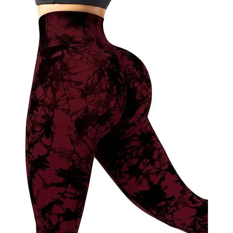 Seamless V Waist Leggings Women Tie Dye Slim Tights Stretchy High Waist Running Cycling Sexy Hip Liftting Yoga Fitness Pants Camo Print