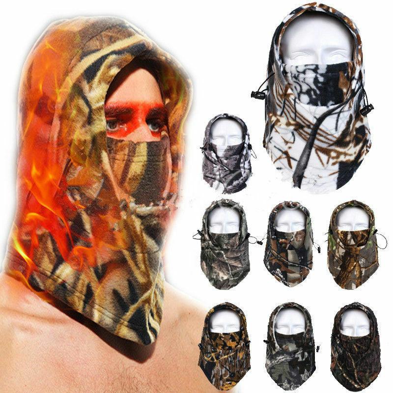 Men Women Winter Camo Fleece Balaclava Hat Ski Neck Face Mask Hood Cap