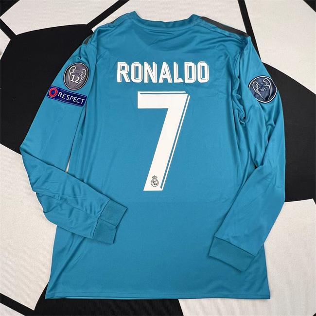 Cristiano Ronaldo #7 Blue Long Sleeve Football Jersey Fan Edition Away Jersey