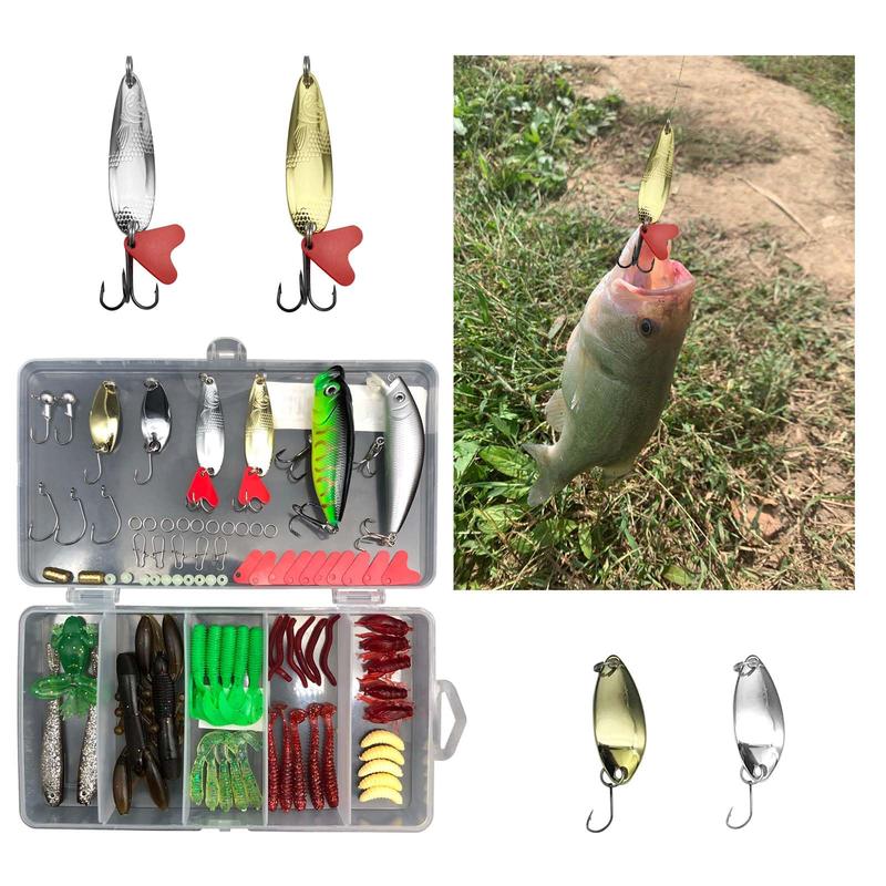 Fishing bait set, fishing lures with hooks, multi-functional fishing accessories suitable for oceans, freshwater lakes and streams, outdoor fishing accessories.