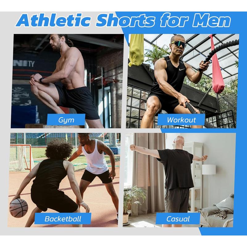 3 Pack Athletic Gym Mens Shorts - Casual Black Quick Dry Basketball Shorts with Pockets for Workout Running