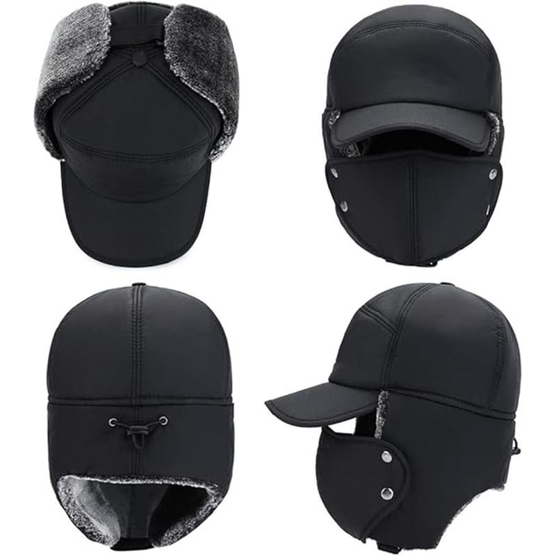 Winter must-have warm hat, 3-in-1 winter hat with earmuffs, warm fur lined catcher hat windproof cycling cap