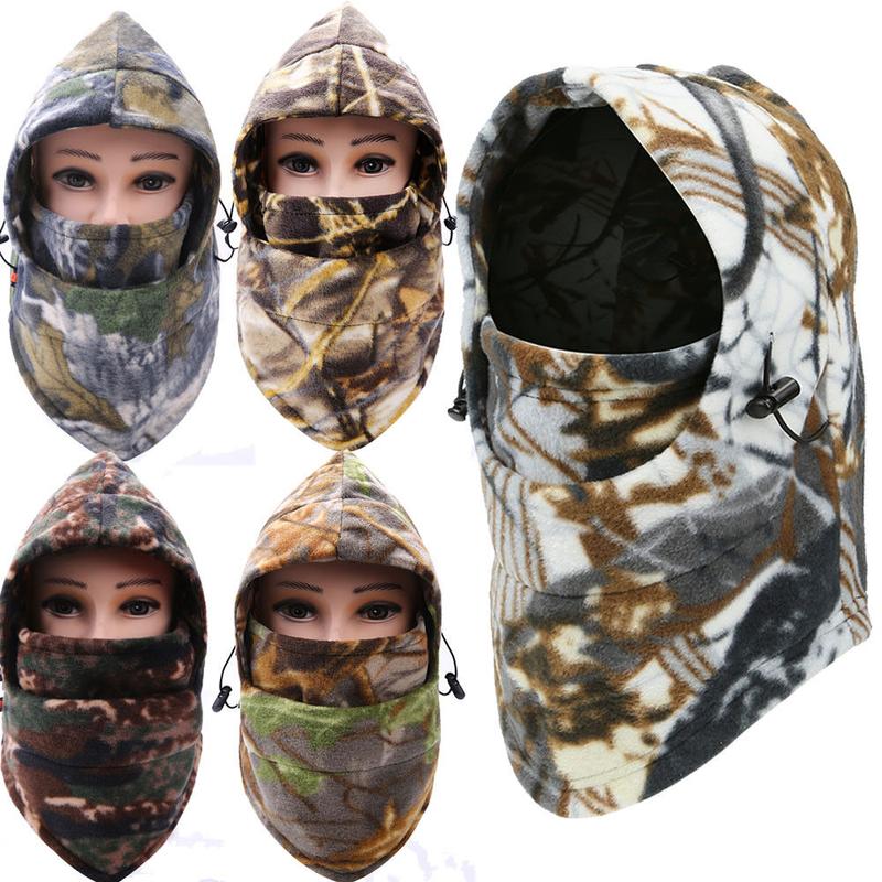 Men Women Winter Camo Fleece Balaclava Hat Ski Neck Face Mask Hood Cap