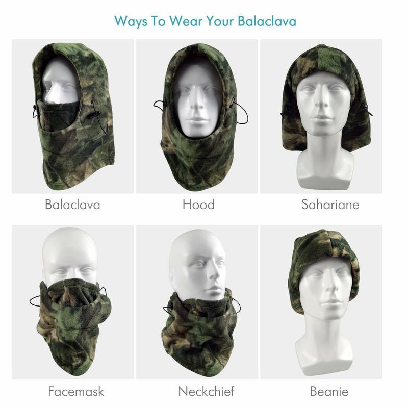 Men Women Winter Camo Fleece Balaclava Hat Ski Neck Face Mask Hood Cap