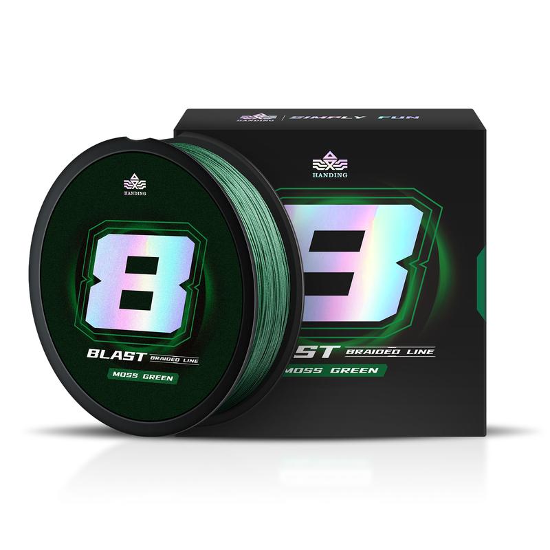 HANDING BLAST Braided Fishing Line, Ultra-Strong & Ultra-Thin Diameter, HyperOSi Coating, Water Resistant, Abrasion Resistant, No Stretch, Low-Vis Moss Green fishing  gear