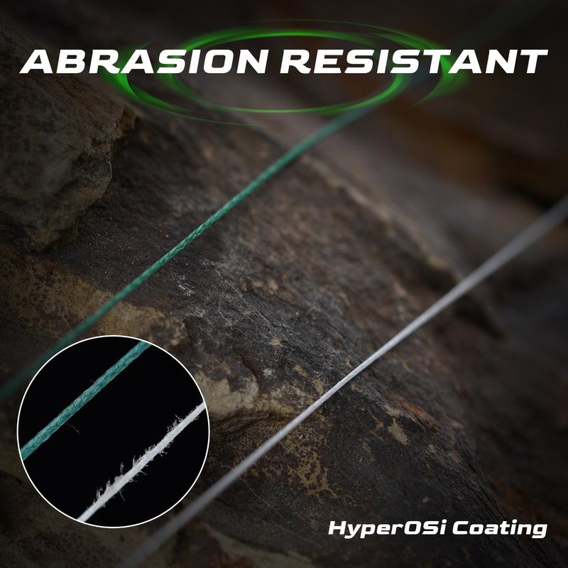 HANDING BLAST Braided Fishing Line, Ultra-Strong & Ultra-Thin Diameter, HyperOSi Coating, Water Resistant, Abrasion Resistant, No Stretch, Low-Vis Moss Green fishing  gear